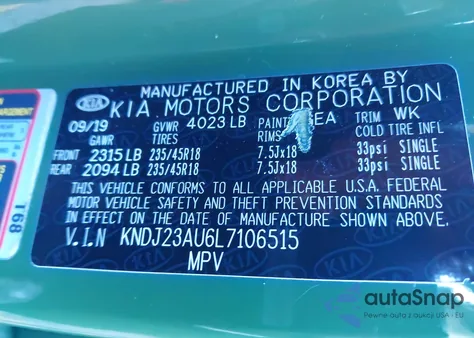 2020 Kia Soul X-Line from USA, damaged, VIN KNDJ23AU6L7106515